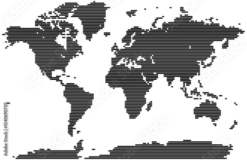 Geography of globe in horizontal line rectangle format