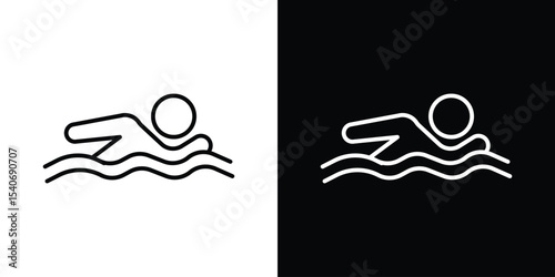 Swimmer icon design. simple stroke line vector icon set