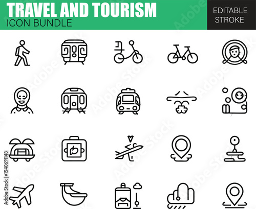 Vacation and Trip Icons – Flat Travel Vector Set