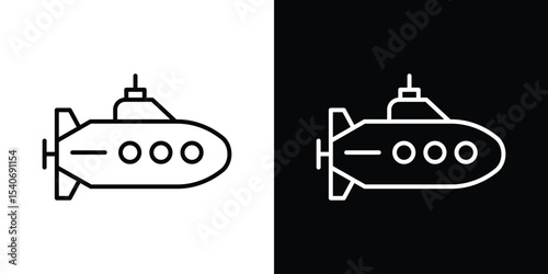 Submarine icon design. simple stroke line vector icon set