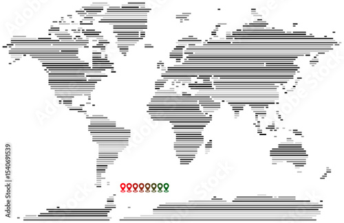 Rectangle horizontal line globe with digital pattern style