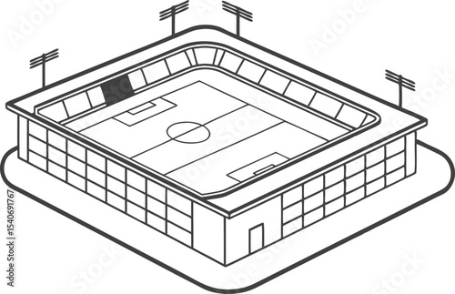 Stadium and Field Blueprint Illustration Set. Blueprint Style Sports Arena and Field Design. Technical Drawing of Stadium and Sports Field. Football Field and Stadium Plan Illustration. Sports Ground