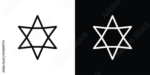 Star of David icon design. simple stroke line vector icon set