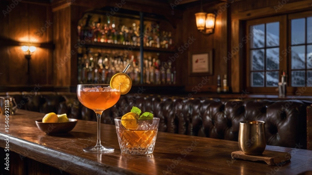 Naklejka premium glass of wine in a bar