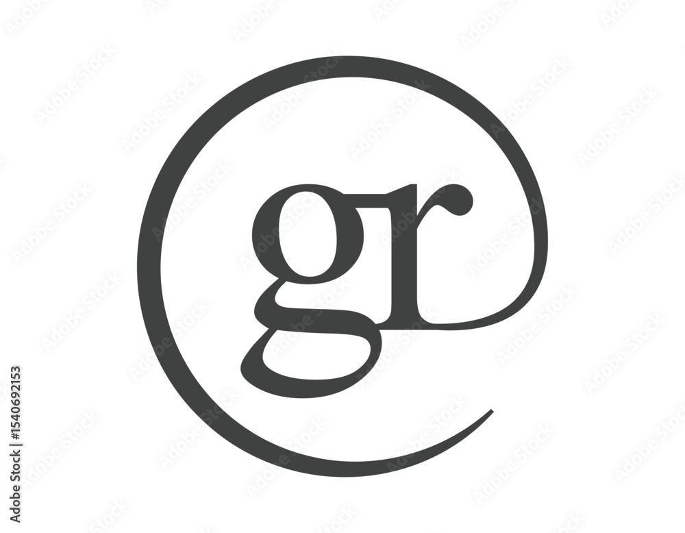 GR logo from two letter with circle shape email sign style. G and R round logotype of business company GR logo from two letter with circle shape email sign style. G and R round logotype of business company