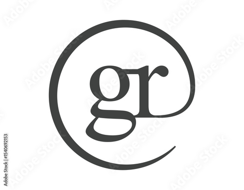 GR logo from two letter with circle shape email sign style. G and R round logotype of business company