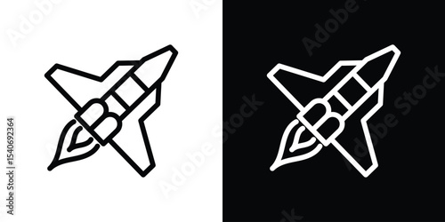 Space shuttle icon design. simple stroke line vector icon set