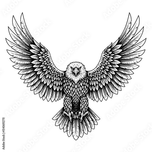 A detailed illustration of a majestic eagle with outstretched wings, ready to soar.