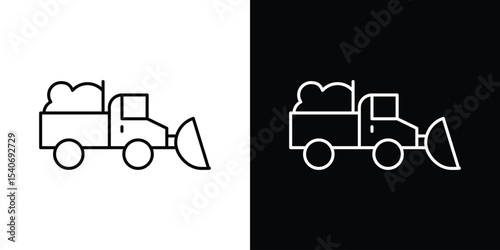 Snowplow icon design. simple stroke line vector icon set