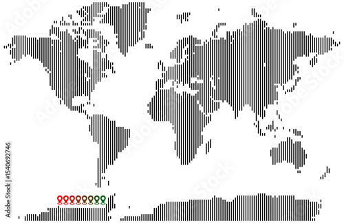 Vertical line shape world map ideal for data infographics