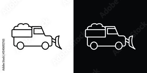 Snowplow icon design. simple stroke line vector icon set