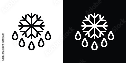 Snowflake droplets icon design. simple stroke line vector icon set