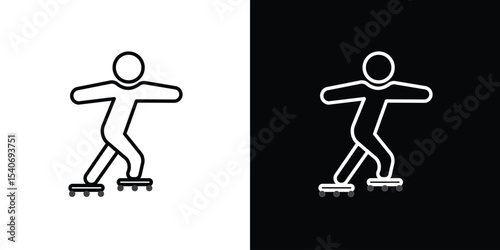 Skating icon design. simple stroke line vector icon set