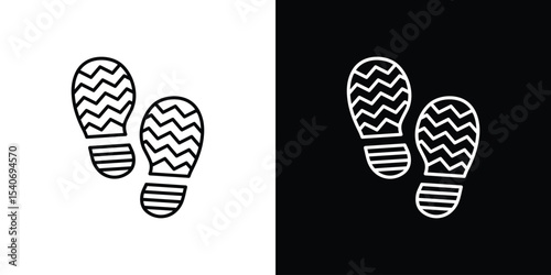 Shoe print icon design. simple stroke line vector icon set