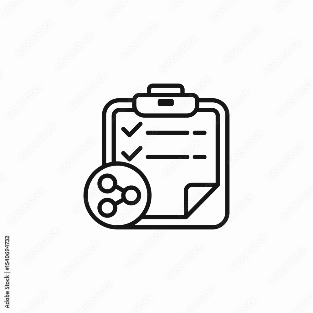 clipboard with share checklist icon sign vector clipboard with share checklist icon sign vector