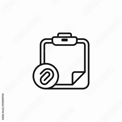 clipboard with paperclip attachment icon sign vector