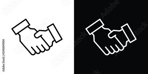 Shake hands icon design. simple stroke line vector icon set