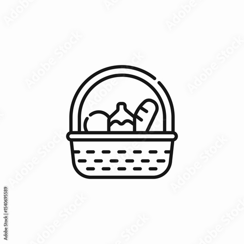 full picnic basket icon sign vector