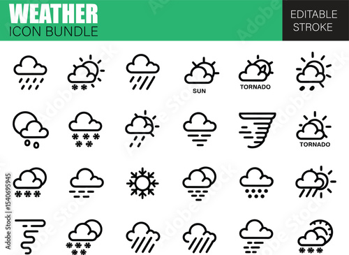 Flat Vector Weather Icon Collection – Climate, Temperature, and Forecast Symbols for Mobile and Web Interfaces