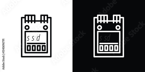 SSD drive icon design. simple stroke line vector icon set