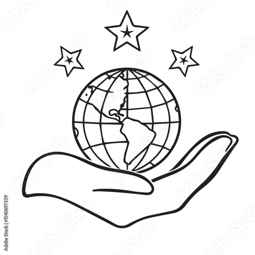 Hand Holding Globe with Stars A Symbol of Global Achievement
