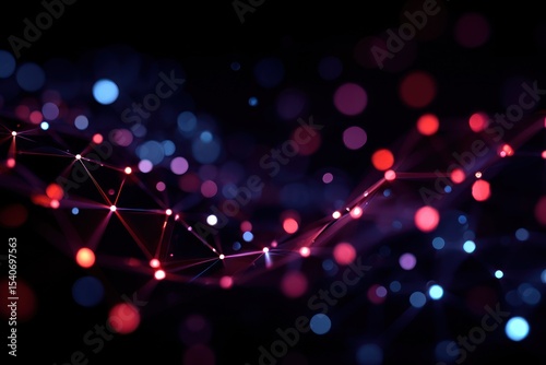 Abstract network of glowing particles