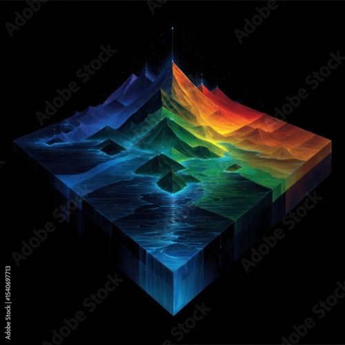 Colorful 3D landscape cube