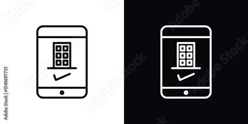 Reservation smartphone icon design. simple stroke line vector icon set