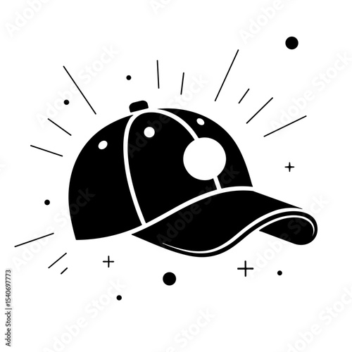 Curved brim baseball cap with top button and dynamic splash effect for casual fashion - streetwear - accessory