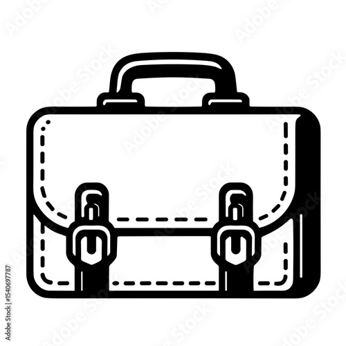 Leather briefcase with flap cover and buckle straps for business or office use - work - professional