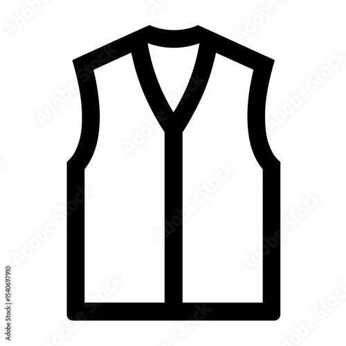 Sleeveless vest with deep neckline and straight hem shown in outline form. Concept of basic clothing - layering piece - casual fashion