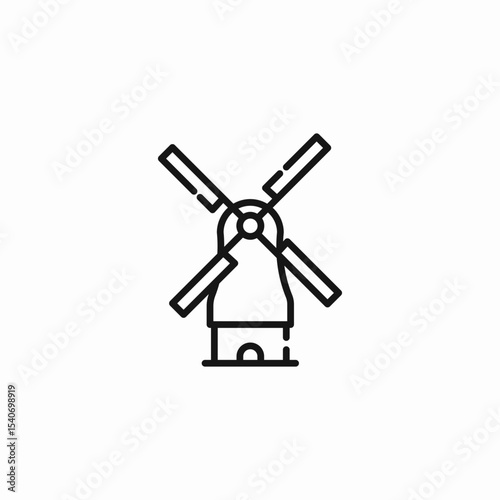 traditional windmill blades icon sign vector