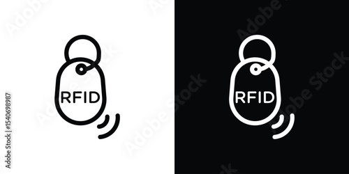 RFID key tag icon design. simple stroke line vector icon set