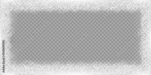 Snow frozen frame effect on window transparent vector background