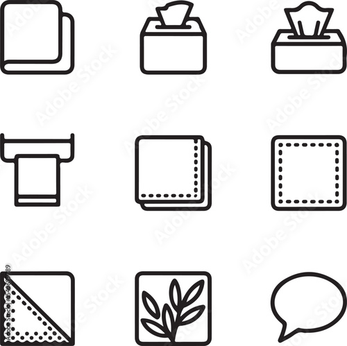 Nine Minimalist Black Line Art Icons Tissue Napkins Paper