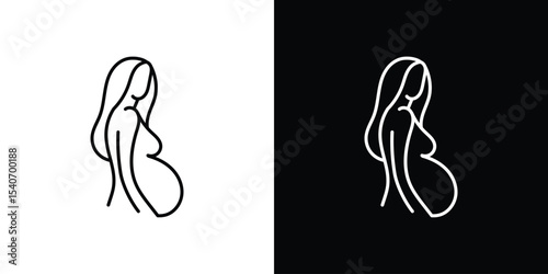 Pregnant woman icon design. simple stroke line vector icon set