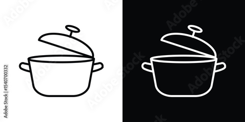Pot icon design. simple stroke line vector icon set
