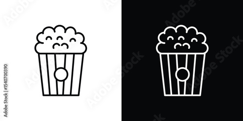 Popcorn icon design. simple stroke line vector icon set