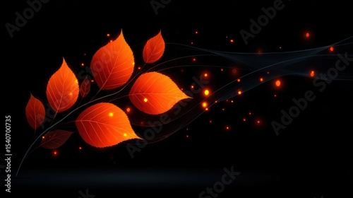 Autumn leaves in ethereal smoke
