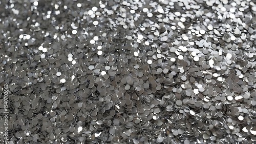 Close-up of silver glitter, showing a dense scattering of reflective particles.