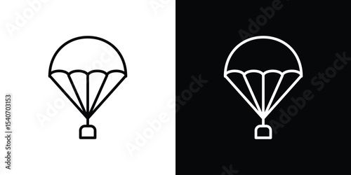 Parachute icon design. simple stroke line vector icon set