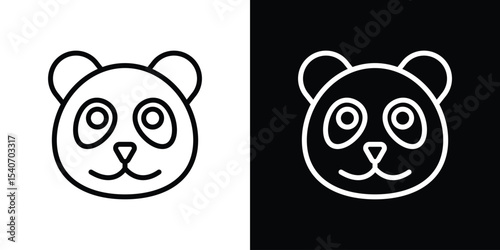 Panda icon design. simple stroke line vector icon set