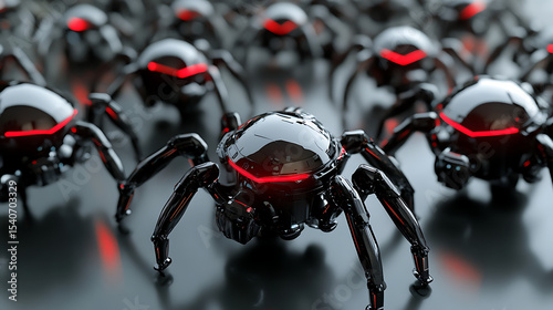 3D render of nanobots linking together to trap a virus 