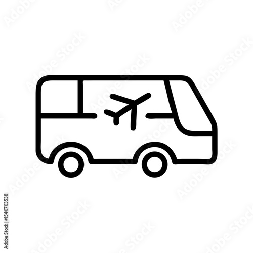 Airport shuttle bus icon. Simple airport shuttle bus illustration for website or app. Airport shuttle bus graphic for travel agency website or mobile app design.