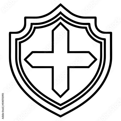 Minimal Red Cross Symbol Outline