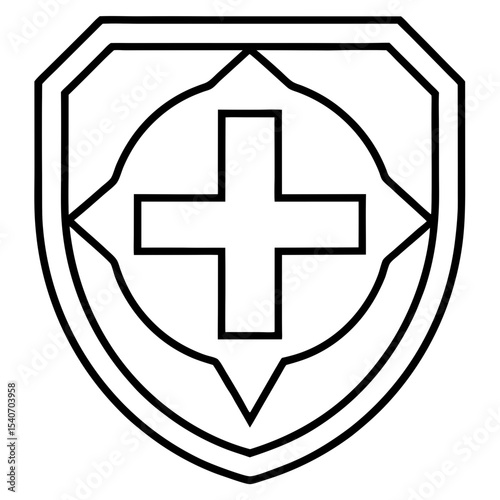 Minimal Red Cross Symbol Outline
