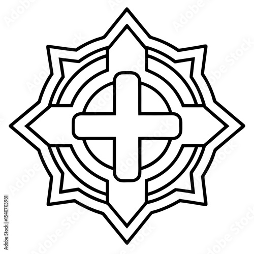 Minimal Red Cross Symbol Outline