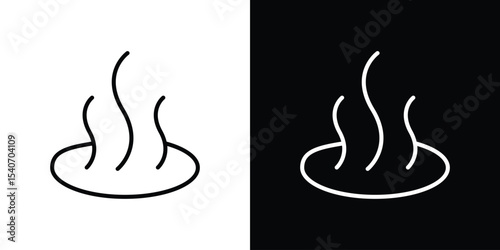 Onsen icon design. simple stroke line vector icon set