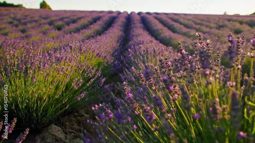 Lavender field extends to the horizon a beautiful fragrant purple landscape nature