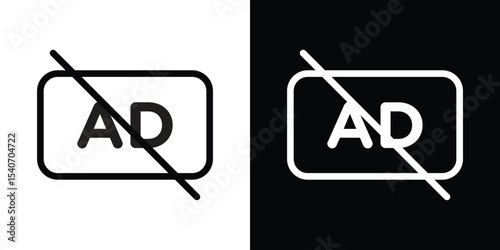 No audio description icon design. simple stroke line vector icon set